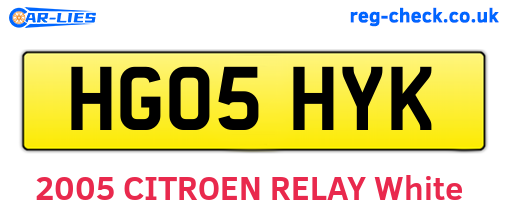 HG05HYK are the vehicle registration plates.