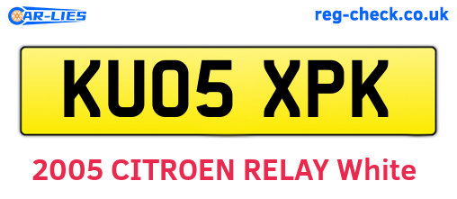 KU05XPK are the vehicle registration plates.