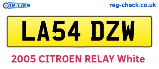 LA54DZW are the vehicle registration plates.
