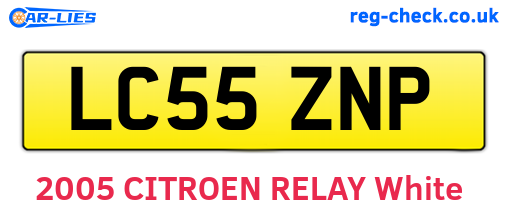 LC55ZNP are the vehicle registration plates.