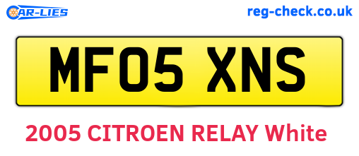 MF05XNS are the vehicle registration plates.
