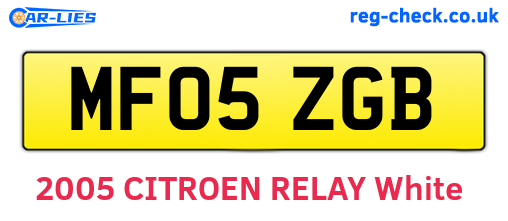 MF05ZGB are the vehicle registration plates.