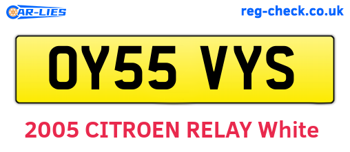 OY55VYS are the vehicle registration plates.
