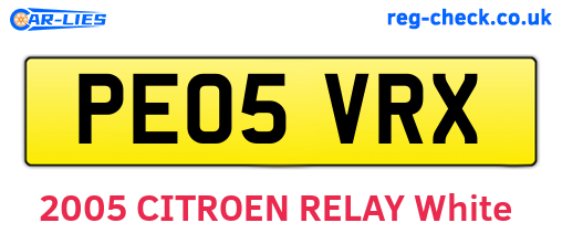 PE05VRX are the vehicle registration plates.