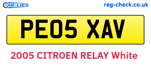 PE05XAV are the vehicle registration plates.