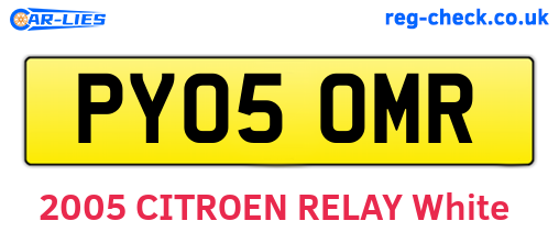 PY05OMR are the vehicle registration plates.