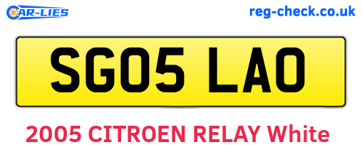 SG05LAO are the vehicle registration plates.