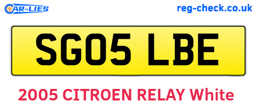 SG05LBE are the vehicle registration plates.