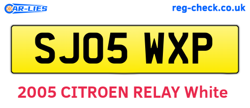 SJ05WXP are the vehicle registration plates.