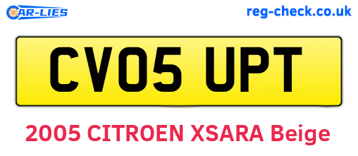 CV05UPT are the vehicle registration plates.