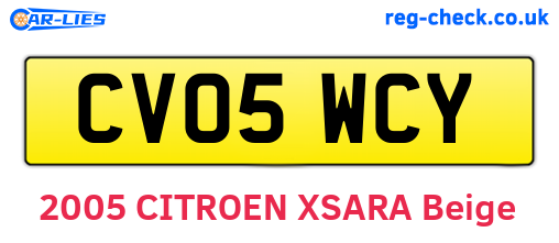 CV05WCY are the vehicle registration plates.