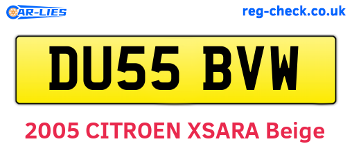 DU55BVW are the vehicle registration plates.