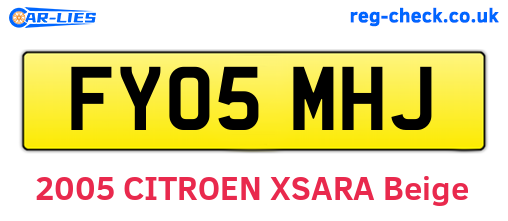FY05MHJ are the vehicle registration plates.