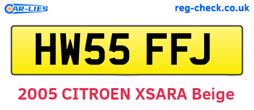 HW55FFJ are the vehicle registration plates.