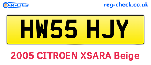 HW55HJY are the vehicle registration plates.