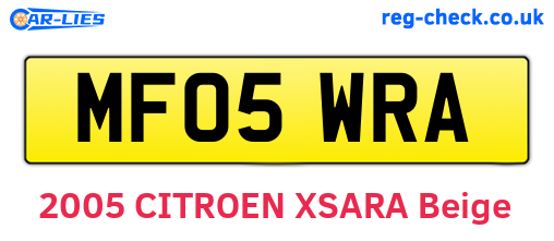 MF05WRA are the vehicle registration plates.
