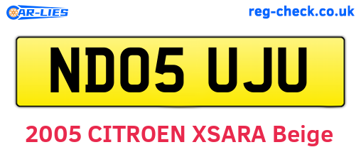 ND05UJU are the vehicle registration plates.