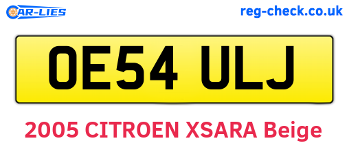 OE54ULJ are the vehicle registration plates.