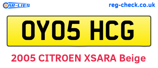 OY05HCG are the vehicle registration plates.