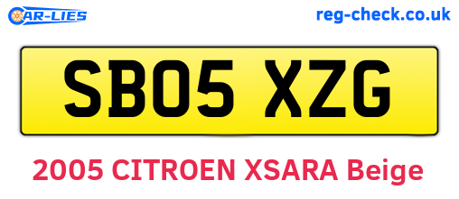 SB05XZG are the vehicle registration plates.