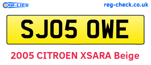 SJ05OWE are the vehicle registration plates.
