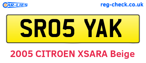 SR05YAK are the vehicle registration plates.