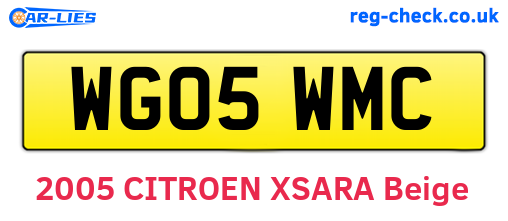 WG05WMC are the vehicle registration plates.