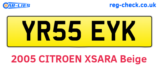 YR55EYK are the vehicle registration plates.
