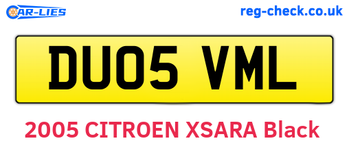 DU05VML are the vehicle registration plates.