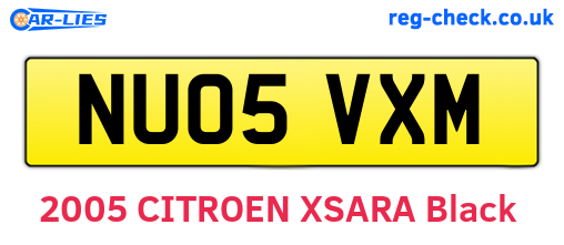 NU05VXM are the vehicle registration plates.