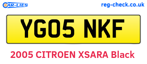 YG05NKF are the vehicle registration plates.