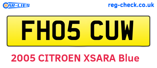 FH05CUW are the vehicle registration plates.