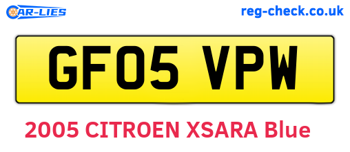GF05VPW are the vehicle registration plates.