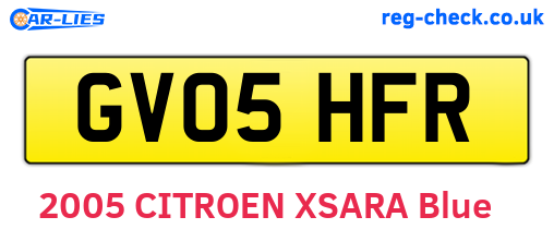 GV05HFR are the vehicle registration plates.
