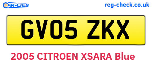 GV05ZKX are the vehicle registration plates.