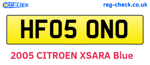 HF05ONO are the vehicle registration plates.