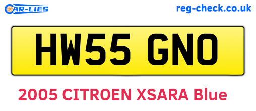 HW55GNO are the vehicle registration plates.