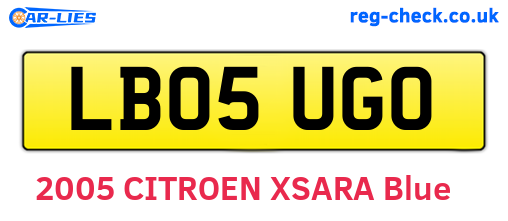 LB05UGO are the vehicle registration plates.