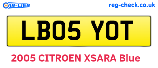 LB05YOT are the vehicle registration plates.