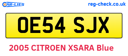 OE54SJX are the vehicle registration plates.
