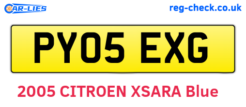 PY05EXG are the vehicle registration plates.