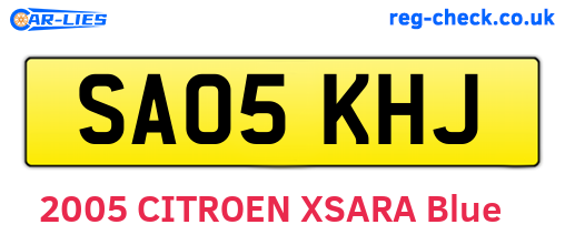 SA05KHJ are the vehicle registration plates.