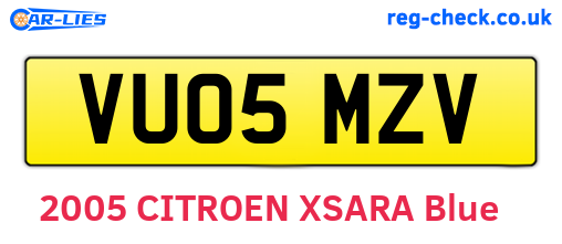 VU05MZV are the vehicle registration plates.