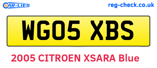 WG05XBS are the vehicle registration plates.