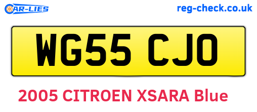 WG55CJO are the vehicle registration plates.