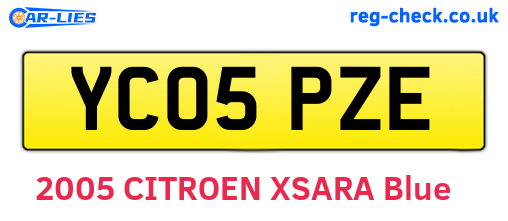 YC05PZE are the vehicle registration plates.