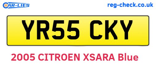 YR55CKY are the vehicle registration plates.