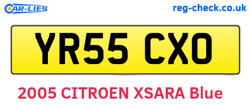 YR55CXO are the vehicle registration plates.