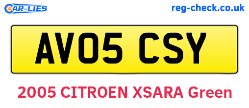 AV05CSY are the vehicle registration plates.