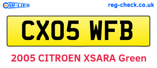 CX05WFB are the vehicle registration plates.